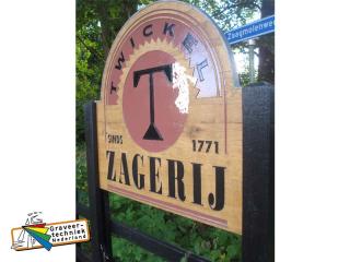 Graveren houten bord zagerij.